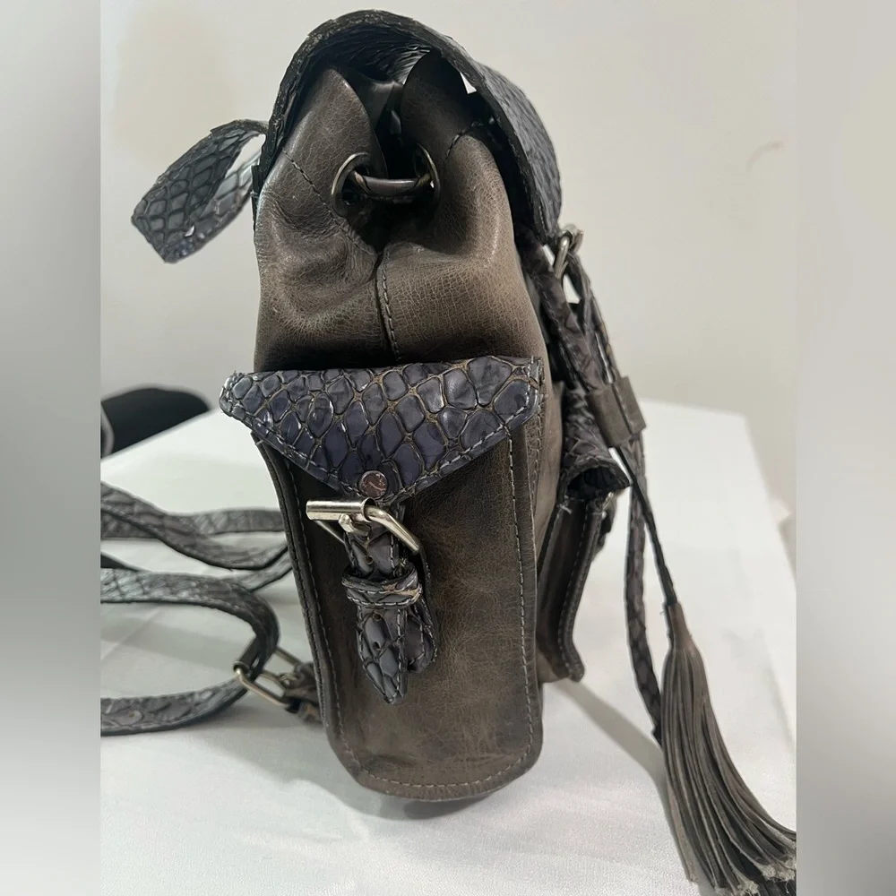 Freebird By Steven Brett Stone Snake Leather Backpack - Picture 6 of 11